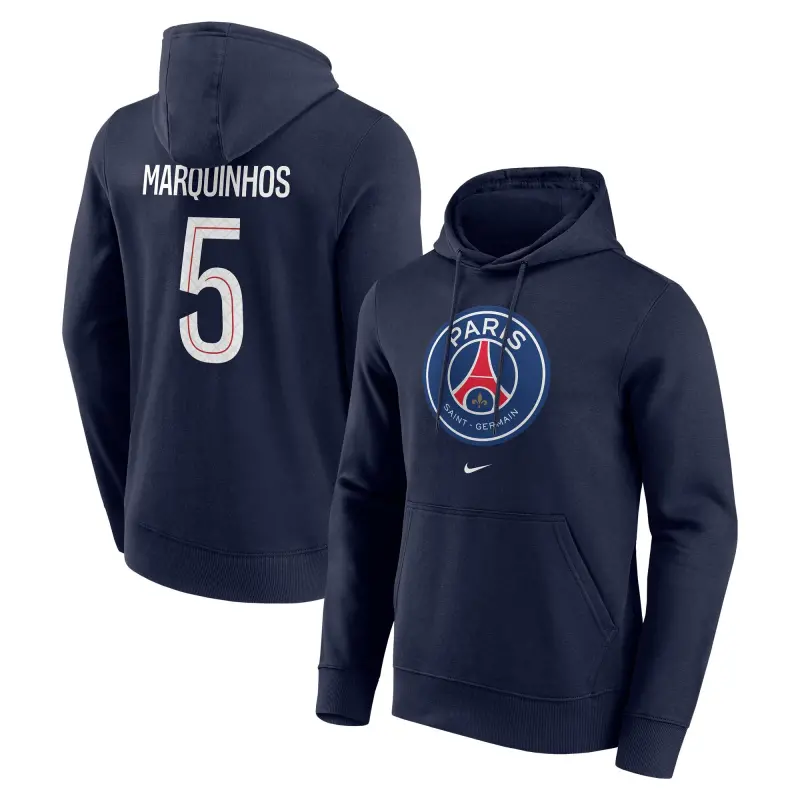 Maglie PSG felpa-con-cappuccio-grafica-psg-nike-marquinhos-5-blu-navy-uomo-203293388-05 – Collezione Completa di Maglie da Gioco